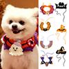 Clothing Halloween Pet Costume for Cats Small Dogs, Handmade Crochet Witch Hat Bib Puppy Party Accessories Collar, Adjustable Holiday Dog Cat