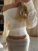 Women's Sexy Off-the-Shoulder Slimming Knit Sweater – Versatile Solid Color Cold Shoulder Top