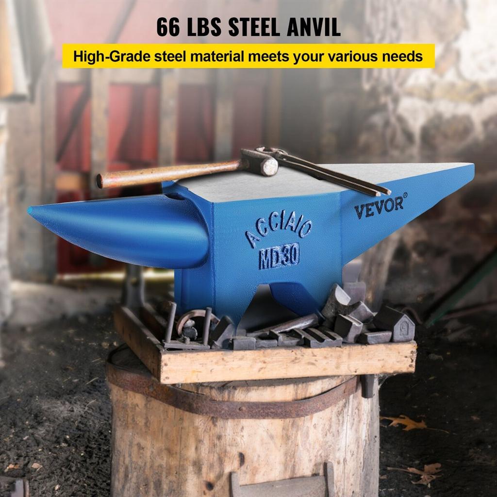 Pro Horn Anvil 30KG/66.1LBS Weight Steel Anvil Blacksmith Blacksmith Anvil, Portable Rugged Cast Iron Anvil Blacksmith Anvil Stable Workbench