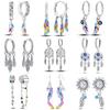 Orstarry 925 Silver Dreamcatcher Feather Earrings Women Hoop Studs Anniversary Jewelry Gifts for Her