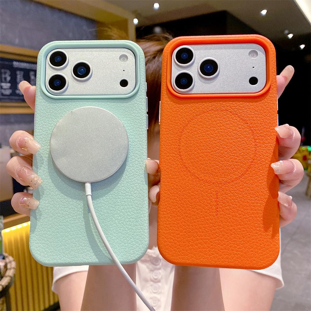 Business PU Leather Magnetic Case For iPhone 17 16 15 14 13 12 Pro Max Air For Magsafe Wireless Charge Shockproof Cover