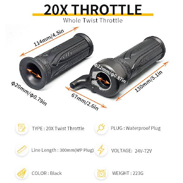 Ebike Twist 8FUN Throttle for BAFANG BBS01 BBS02 BBSHD Mid Drive Motor with 3pin Female Waterproof Connector Ebike Full Twist Throttles 2