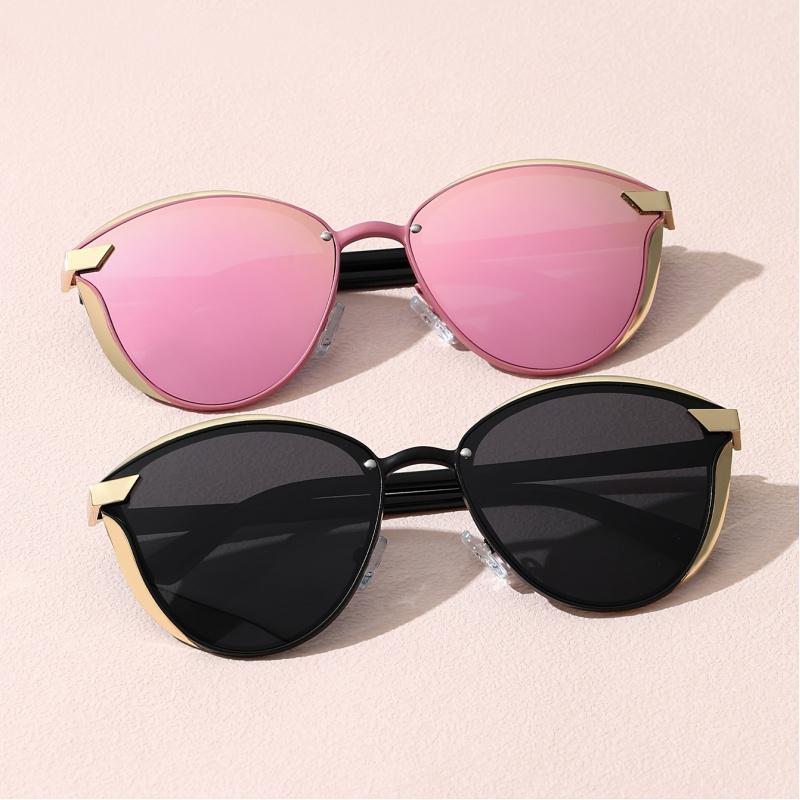 2pcs Women'S Round Frame Classic Retro Style Polarized Sunglasses, Comes with Perfect for Outdoor Vacations Beach Parties