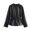 2026 summer new European and American cross-border women's clothing street fashion with belt leather effect jacket w021 83041