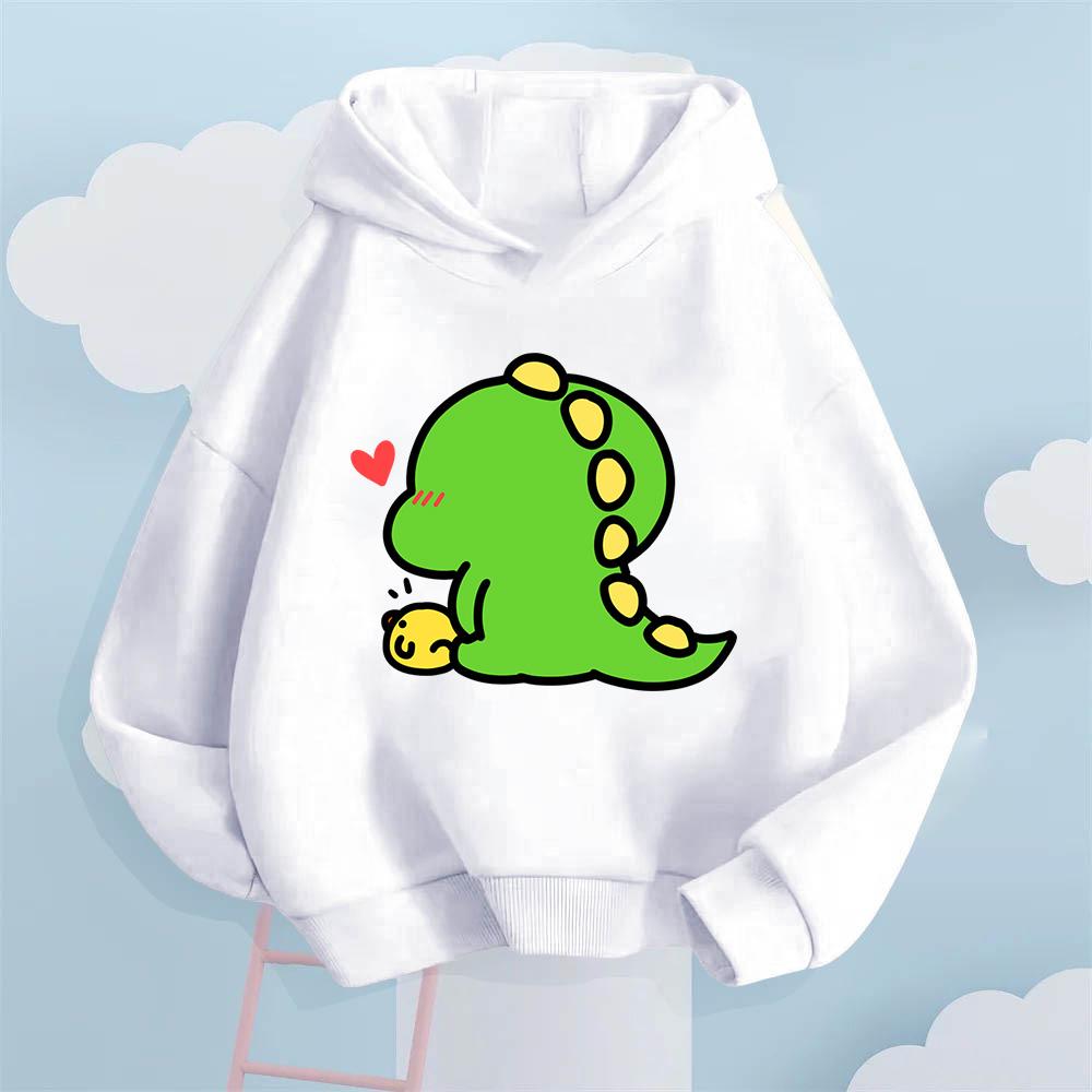 Cute Cartoon Dinosaur Print Design Fashionable Street Harajuku Sweaters for Girls Boys in Autumn Winter Warm Children's Clothes