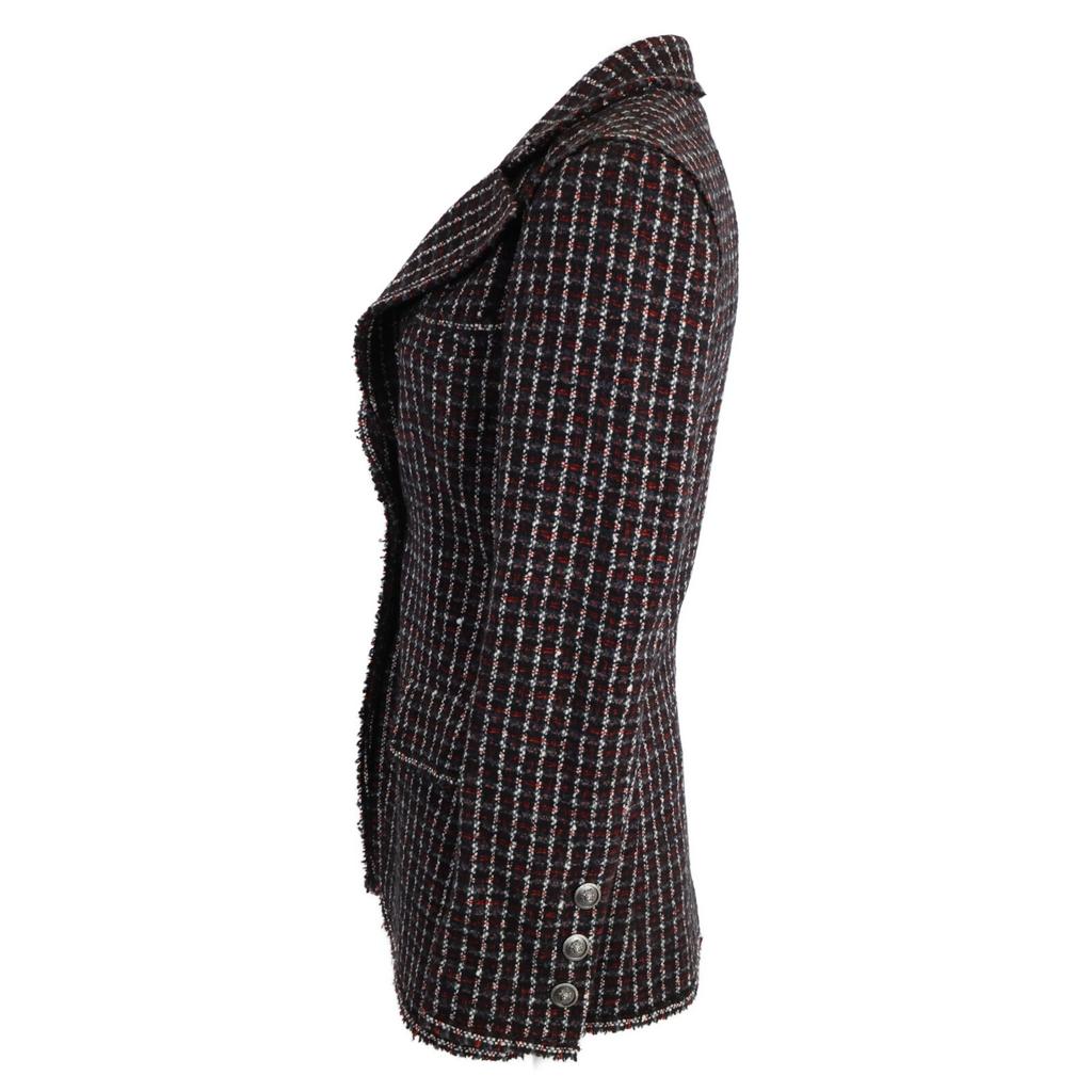 Chanel [/Domestic Regular] 08A P33861V24329 Cashmere/silk Blend Tweed 1B Tailored Jacket Jacket 34 Navy systemUsed