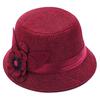 Elegant Solid Color Women Floral Ribbon Linen Bowler Sun Hat Fedoras Bucket Cap
