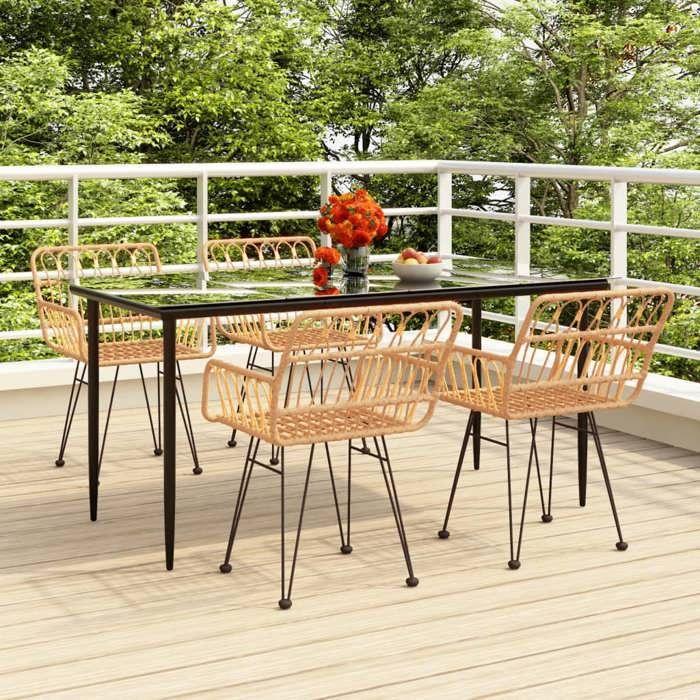 VidaXL Ensemble à manger de jardin 5pcs Résine tressée, ensemble de patio, ensemble bistro de jardin, ensemble de salle à 3157848