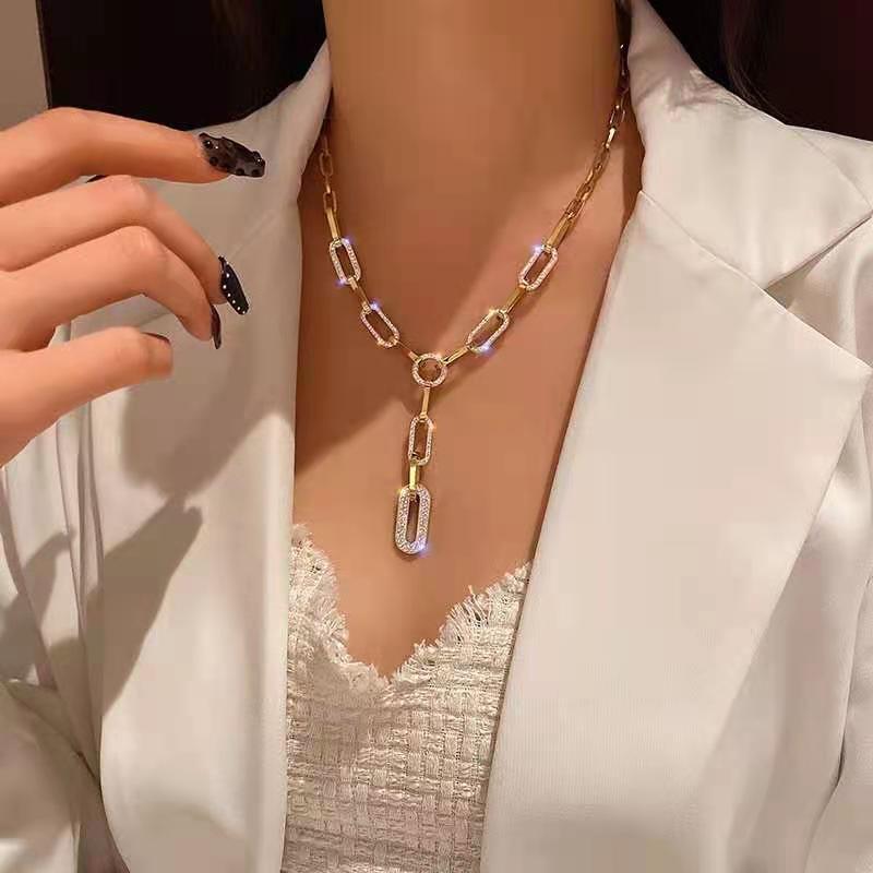 JMXD Metal Chain Necklace for Women Y2K Layering Necklace Minimalist Pendant Choker Statement Piece Hypoallergenic Daily Jewelry Gift