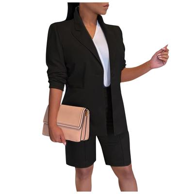 Damedress dressjakke shorts Todelt sett kåpe ensfarget slim dress