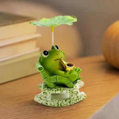 Funny Cute Cartoon Frog Rocking Chair Ornament Resin Rocking Bobble Chair Decor Lotus Leaf Frog Panda Figurine Gift Giving