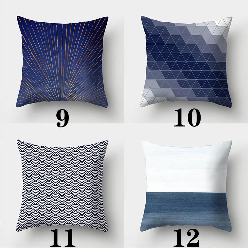 Creative Blue Collection Pillowcase Square Sofa Pillowcase Striped Plaid Cushion Cover