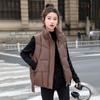 Down cotton vest women's winter new loose and light stand-up collar design streamer warm vest tide