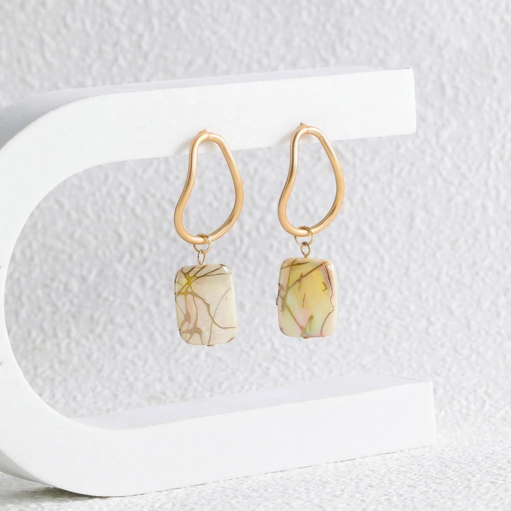 Trendy Fashion Creative New Simple Versatile Shell Earrings For Women Geometric Gold Alloy Plated Jewelry