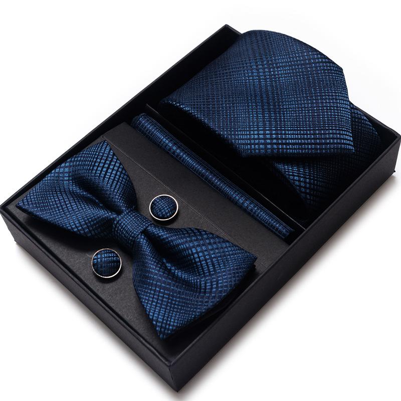 Men'S Business Dress Party Tie Gift Box Fashion Tie Square Scarf Combination Set Tie Bow Tie Set