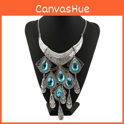Retro Alloy Drop Pendant Necklace With Multilayer Design For Women