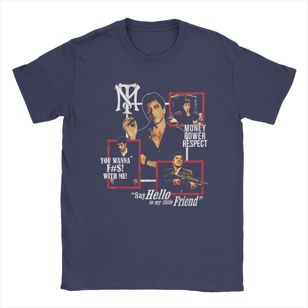 Scarface T Shirts Men's Cotton Vintage T-Shirt Round Neck Movie Tees Short Sleeve Clothes Gift Idea