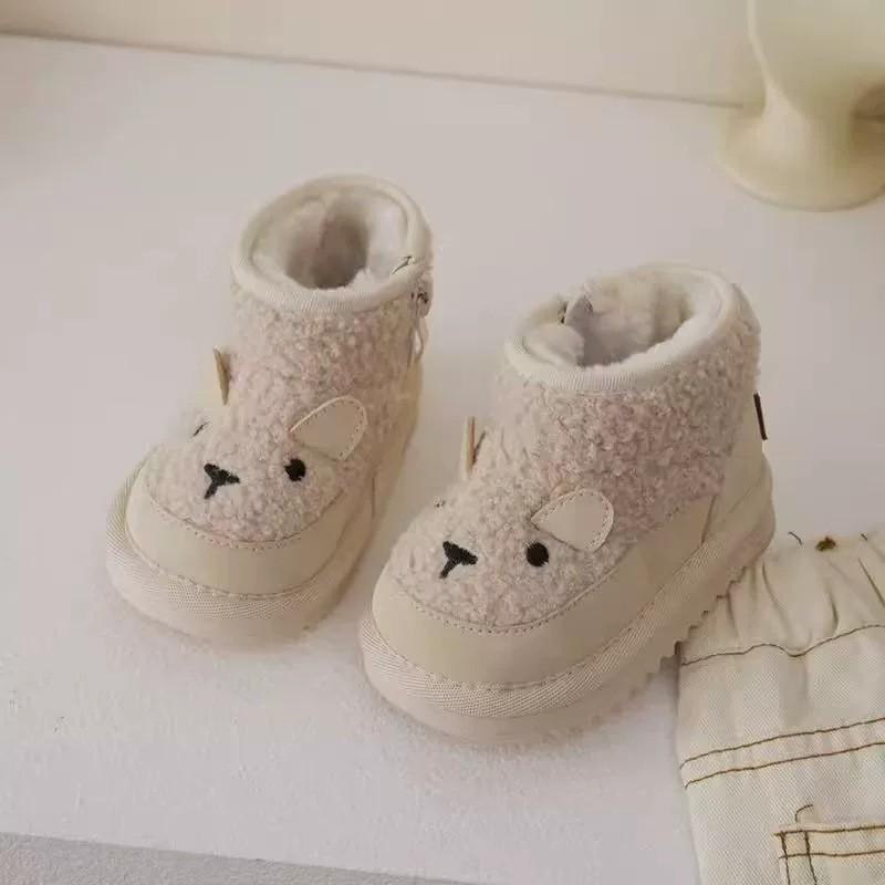 2026 Winter Warm Toddler Boots Girls Boys Soft Sole Cotton Snow Anti-Slip Rubber 1-3 Years
