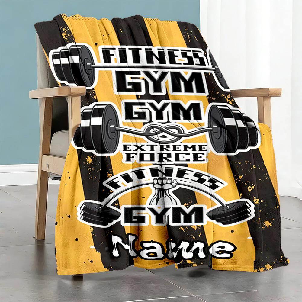 Fitness Personalized Text Blanket Gift Personalized Blanket Soft & Cozy for Sofa Nap Couch Bedding Four Seasons Universal Gifts For Family Or Friends