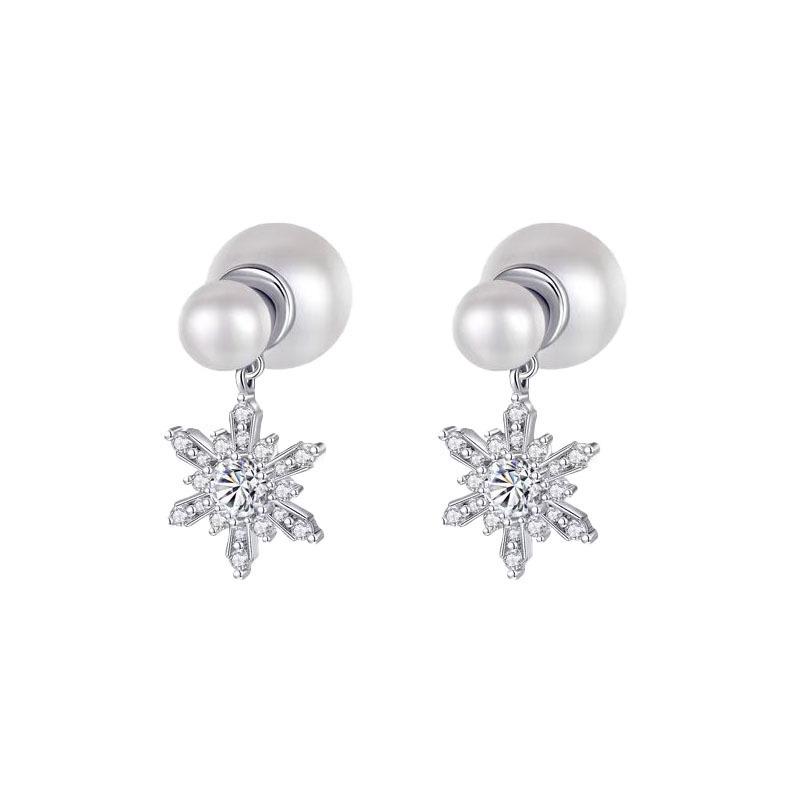 S925 Silver Needle Pearl Flower Earrings for Women - Luxury, Fashionable Korean Style