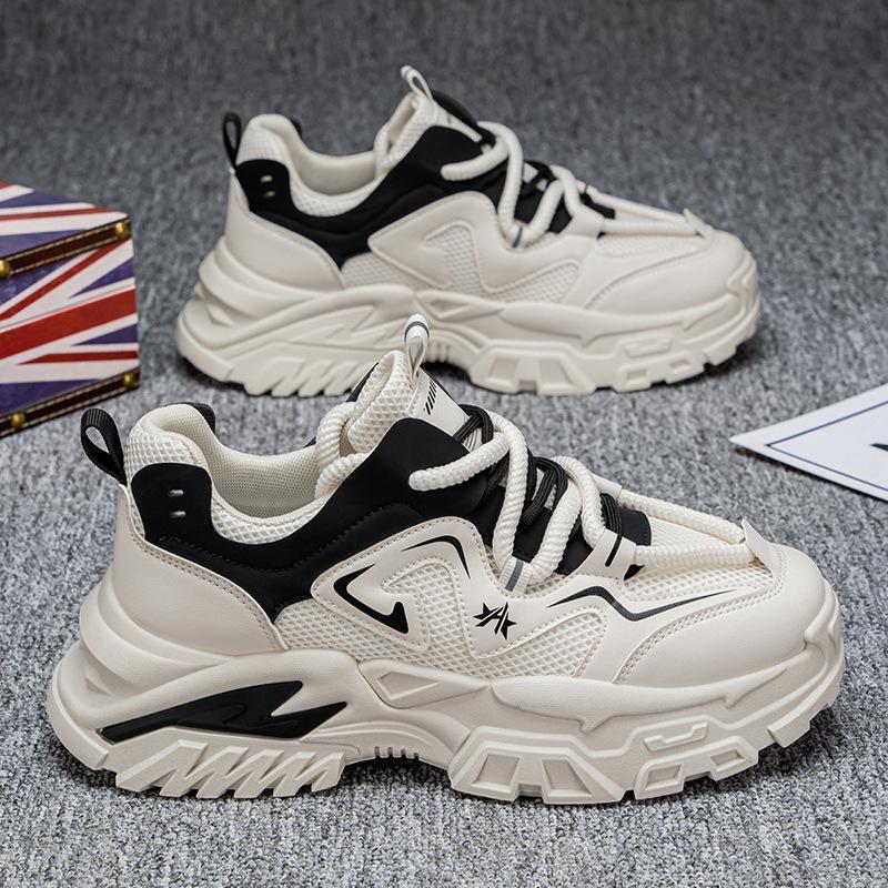 

Летние новые толстые подошвы, спортивные туфли для пап, универсальные модные туфли 2025 года, молодежные повседневные сетчатые дышащие мужские туфли 44