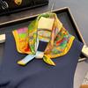 Pastoral fashion niche 111% mulberry silk plant flower print silk scarf women's professional wear decorative silk square scarf