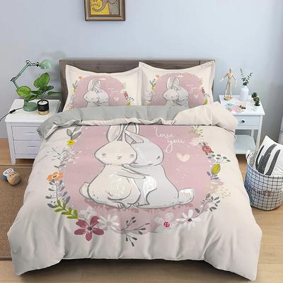 Cartoon Hase Häschen Bettwäsche Set Für Kinder Mädchen Frauen Polyester Bettbezug Steppdeckenbezug Mit Kissenbezug Polyester Bettdeckenbezug