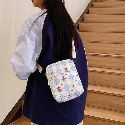 Floral Texture Cloth Bag Women's 2025 New Mori Cute Versatile Small Satchel Literary Small Fresh Shoulder Bag