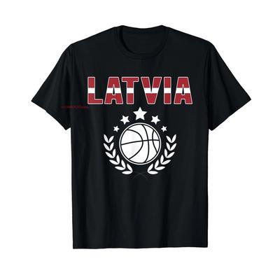 100% Cotton Latvia Basketball Fans Latvian Flag Sport Lovers T-Shirt MEN WOMEN UNISEX T Shirts Size S-6XL
