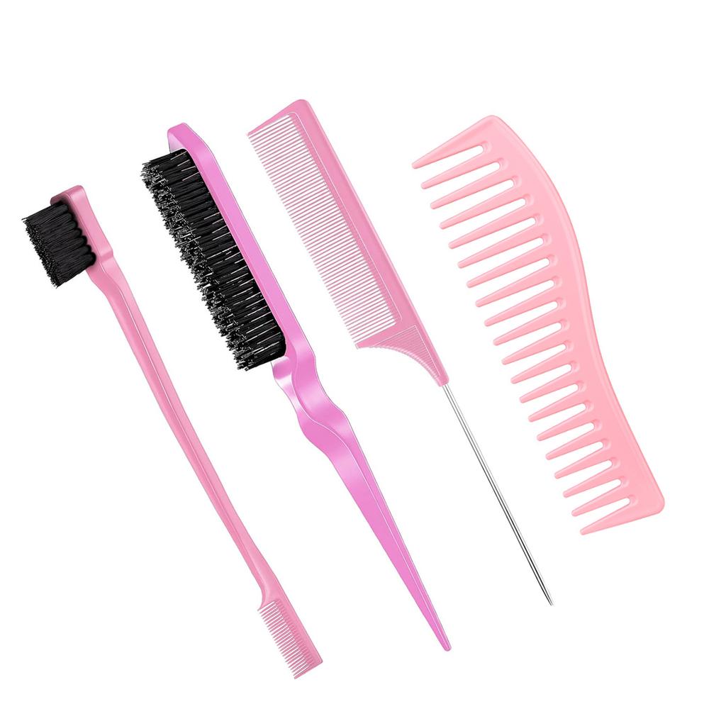 Hair Styling Comb Hair Brush Set, Teasing Edge Brush Rat Tail Comb For Curly/Straight/Wet/Dry/Long/Short Hair
