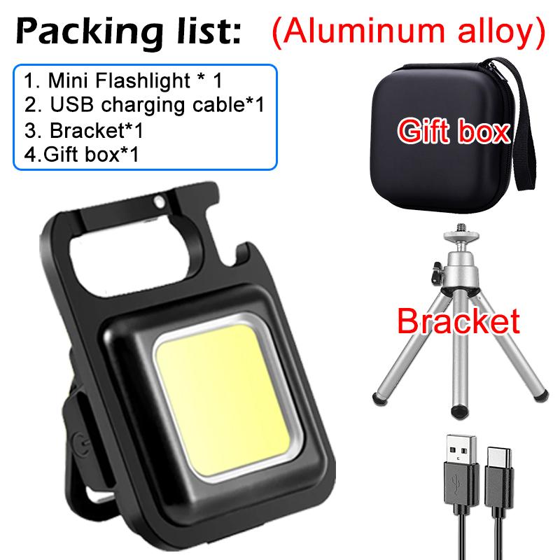 COB Flashlight Mini Protable Keychain Lamp 4 Lighting EDC Torch Outdoor Waterproof Emergency Camping Fishing Work Lights