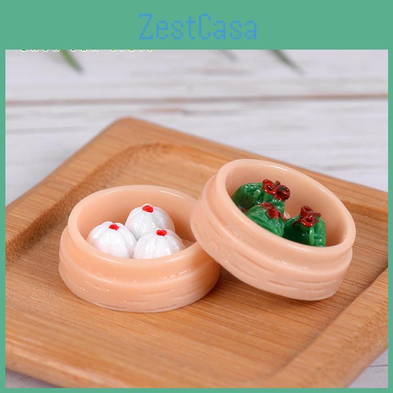 Miniaturharz Gedämpfte Knödel und Shaomai Lebensmittel-Figuren Niedliche Mikro-Landschaftsdekoration
