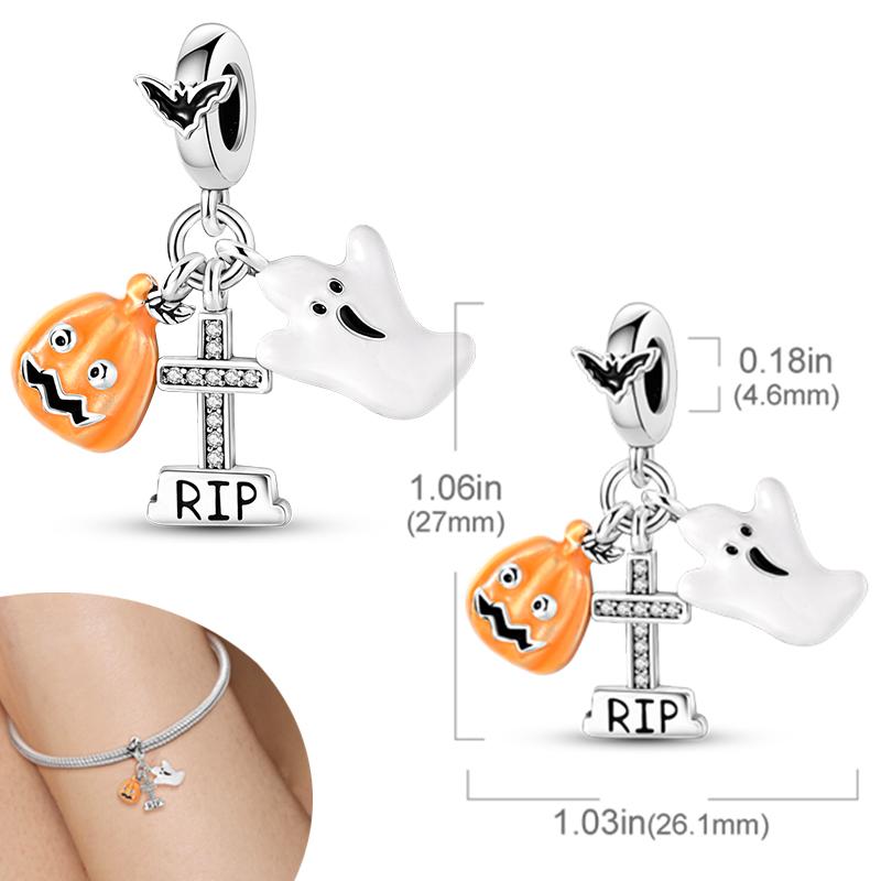 New Halloween Pumpkin Skull Witch Charm Bead Copper Fit Original Charms Bracelet Pendants Halloween Gift Diy