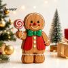 Seasonal Decorative Figures Christmas Gingerbread Man Ornament, Hand Painted Vintage Wooden Tabletop Cute Decor Figurine, Rustic Holiday for