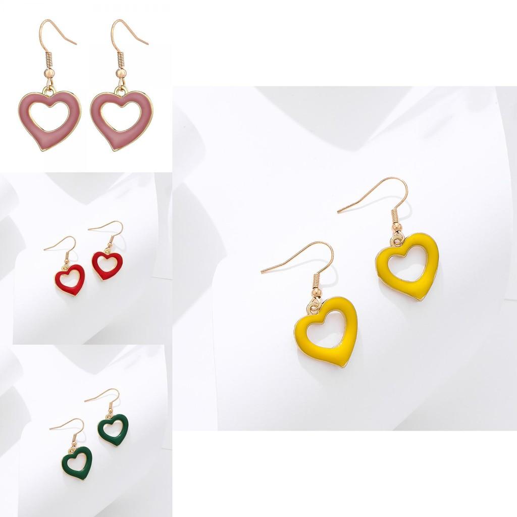 Fashionable Alloy Heart Earrings With Creative Hollow Design In Pink
