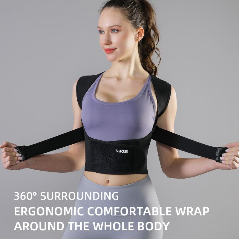 Vbosi Unisex Adjustable Back Support Shoulder Belt Posture Corrector for Sporty Comfort