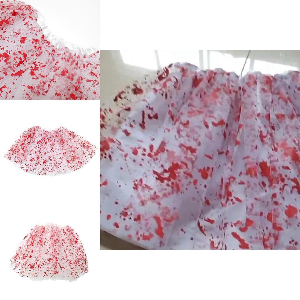 Polyester Halloween Blood Stain Half Skirt With Mesh And Tutu Features
