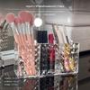 3Pack Acrylic Makeup Brush Holder, Transparent Vanity Organizer, 3Compartment Cosmetic Storage Box