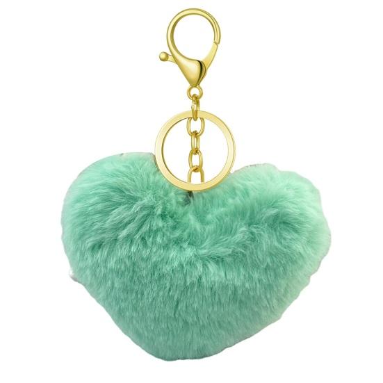 Breloc Inimă Pufoasă Breloc cu Pandantiv Blană Artificială de Iepure Pandantiv pentru Geantă Decorare Chei Mașină Accesoriu Etichetă Bagaj