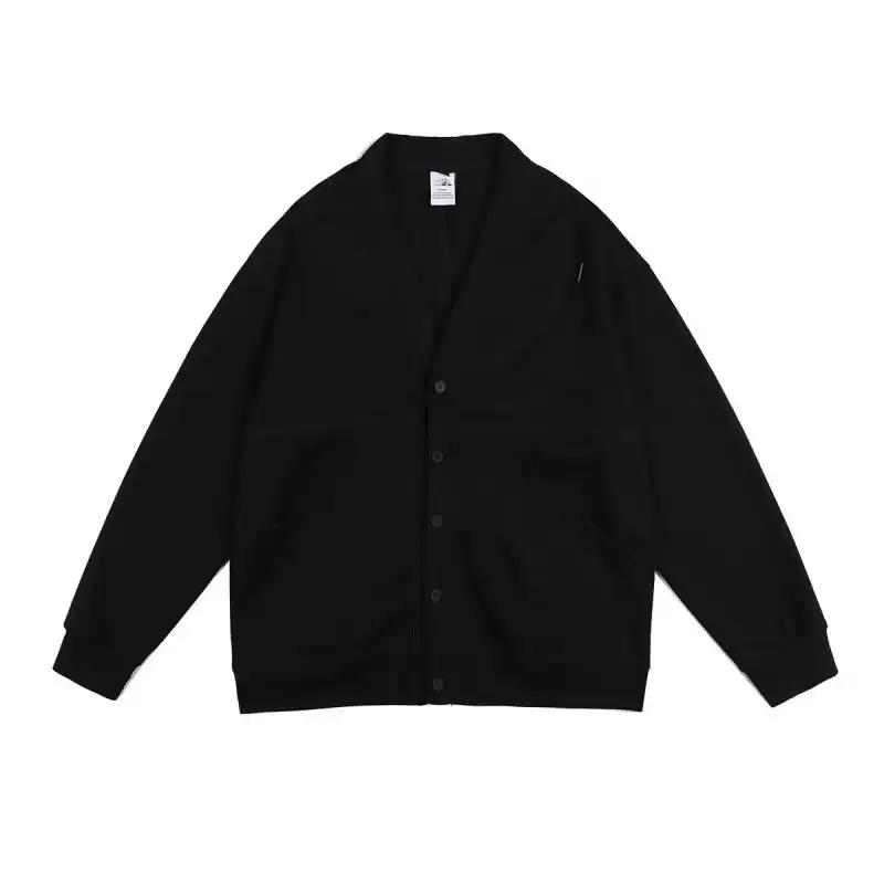 Basic Japan Style Einfarbige Jacken Herrenbekleidung Vintage V-Ausschnitt Herbst Neu Langarm Taschen Lässig Einreihige Mäntel