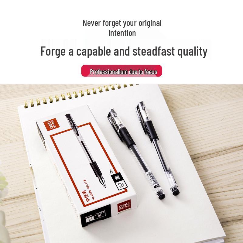 Deli Carbon Fiber Gel Pens: Retractable, Water-Based, Ideal for Students, Business Signatures, Meeting Notes, and Finance.