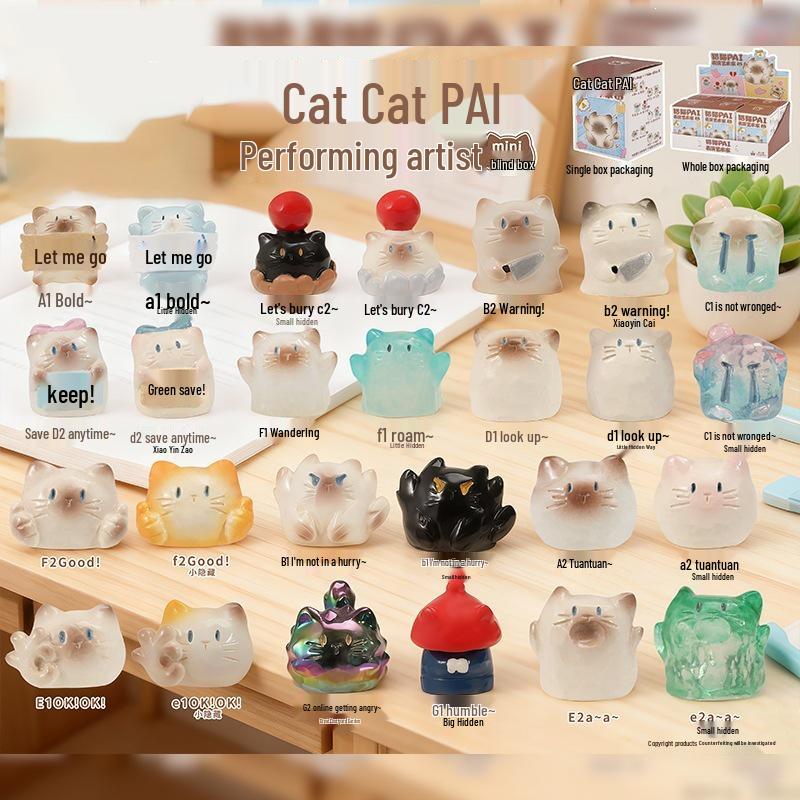 Hot Selling Cat Travel Diary: Blind Box Fashion Resin Figurine - Hand-Painted Cute Cat Desktop Ornament