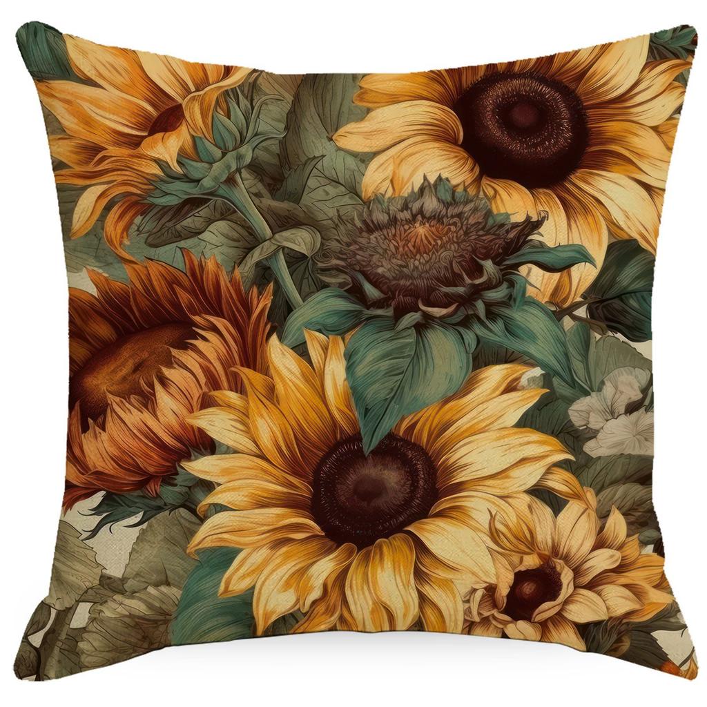 Flowers And Plants Sunflower Linen Pillow New Sofa Pillow Home Printed Pillow Case Premium Durable Quality Useful