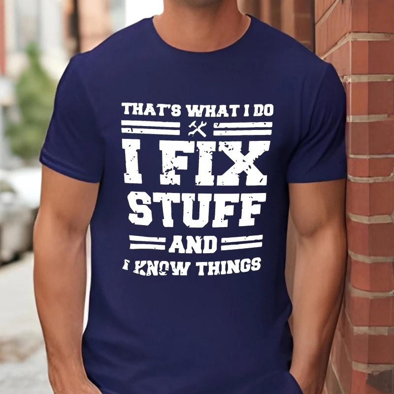 Mekaniker Jag Fixar Saker och Vet Saker T-shirts för Män Rolig Humor Mekaniker T-shirt Gåva till Pappa Make Herrars Oversized Kläder