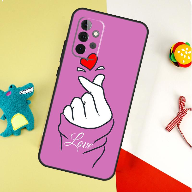 Kpop Finger Heart For Samsung Galaxy A05 A06 A16 A54 A34 A14 A55 A35 A15 A53 A33 A13 A22 A32 A52 Phone Case