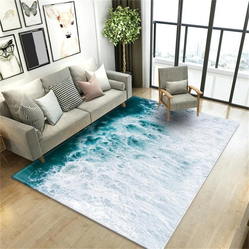 Beach Waves Printed Carpets for Living Room Kids Room Rug Kitchen Mats Floor Carpet Modern Entrance Mat Home Bathroom Rugs Decor