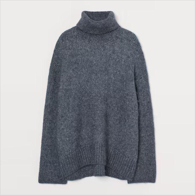 

Sunshine House Autumn and Winter New Arrival Export European and American plus Size Women s Clothes Lazy Fan Loose Sweater Pullover Knitwear Thick Blue Gray Bust size 126