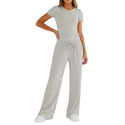 Women's Two,piece Matching Loungewear Set, Stylish Suit, Sweater Top And Wide,leg Pants Tracksuit