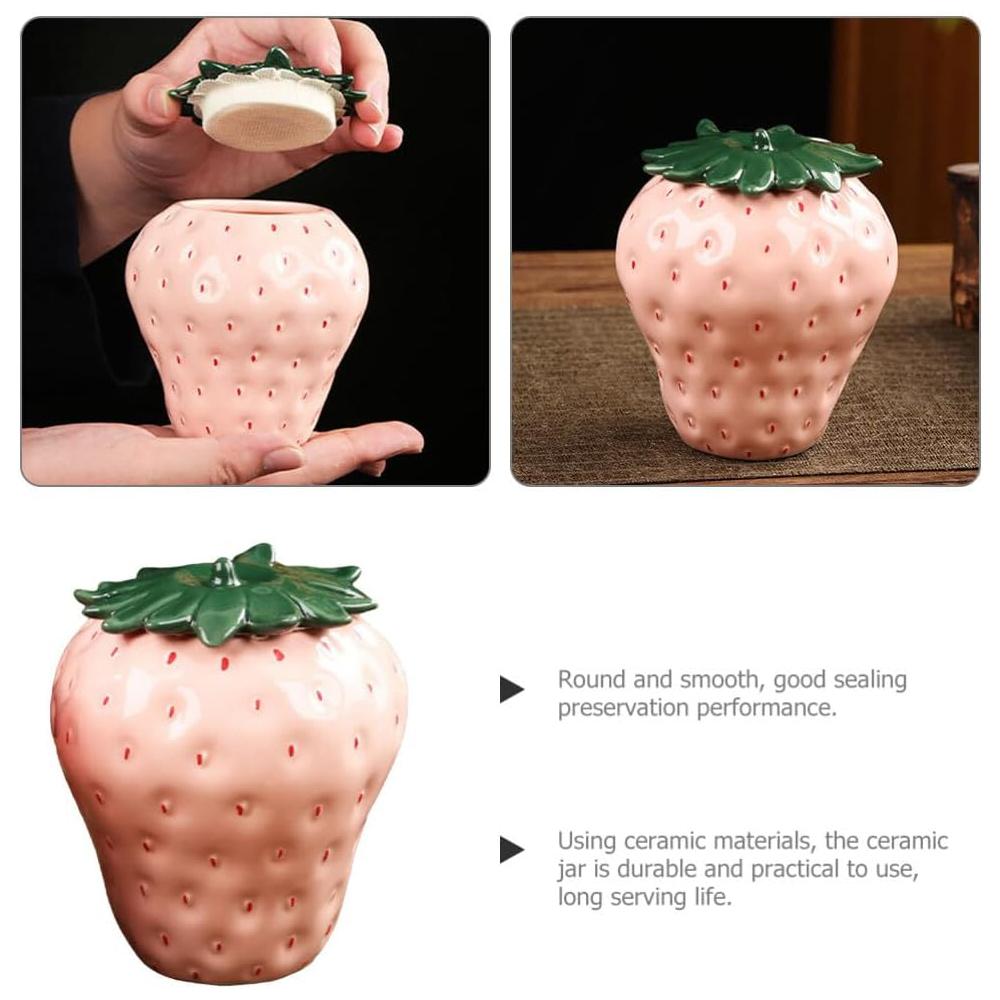 Ceramiczny słoik w kształcie truskawki słoik do przechowywania żywności słoik na herbatę szczelny słoik na herbatę kawę słoik do przechowywania przypraw orzechów przekąsek cukru soli