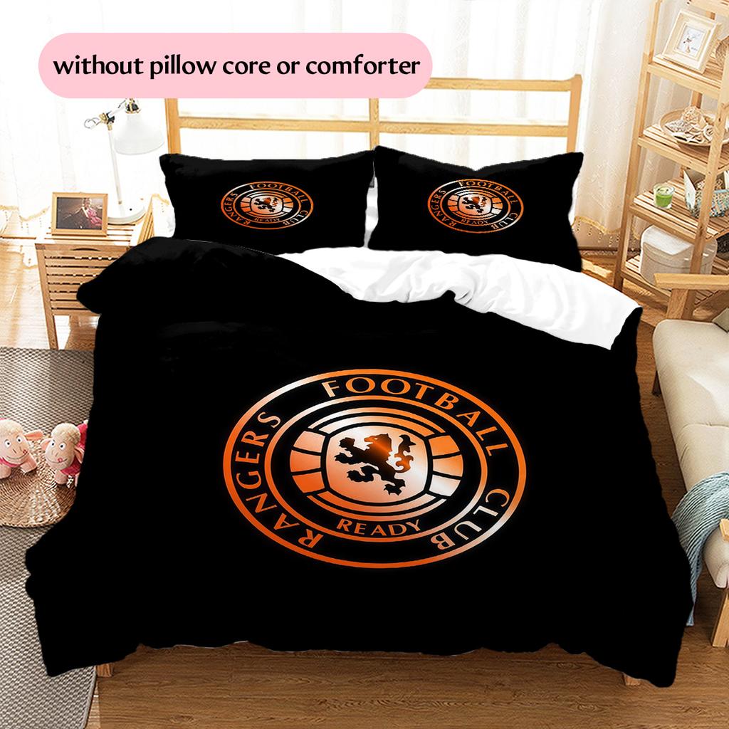 Rangers FC2 Pattern Bedding Quilt Set Home Decoration Gift (1 * duvet cover + 2 * pillowcase without core)